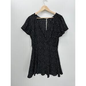 Trixx Dress Women XL Black Flare Polka Dot Whimsigoth Retro Babydoll Mini Skater